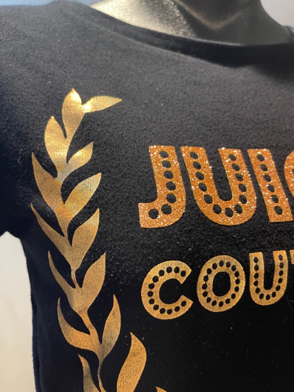 Juicy Couture Black Sweatshirt with Gold Laurel Logo, Size Small - Picture 6 of 10